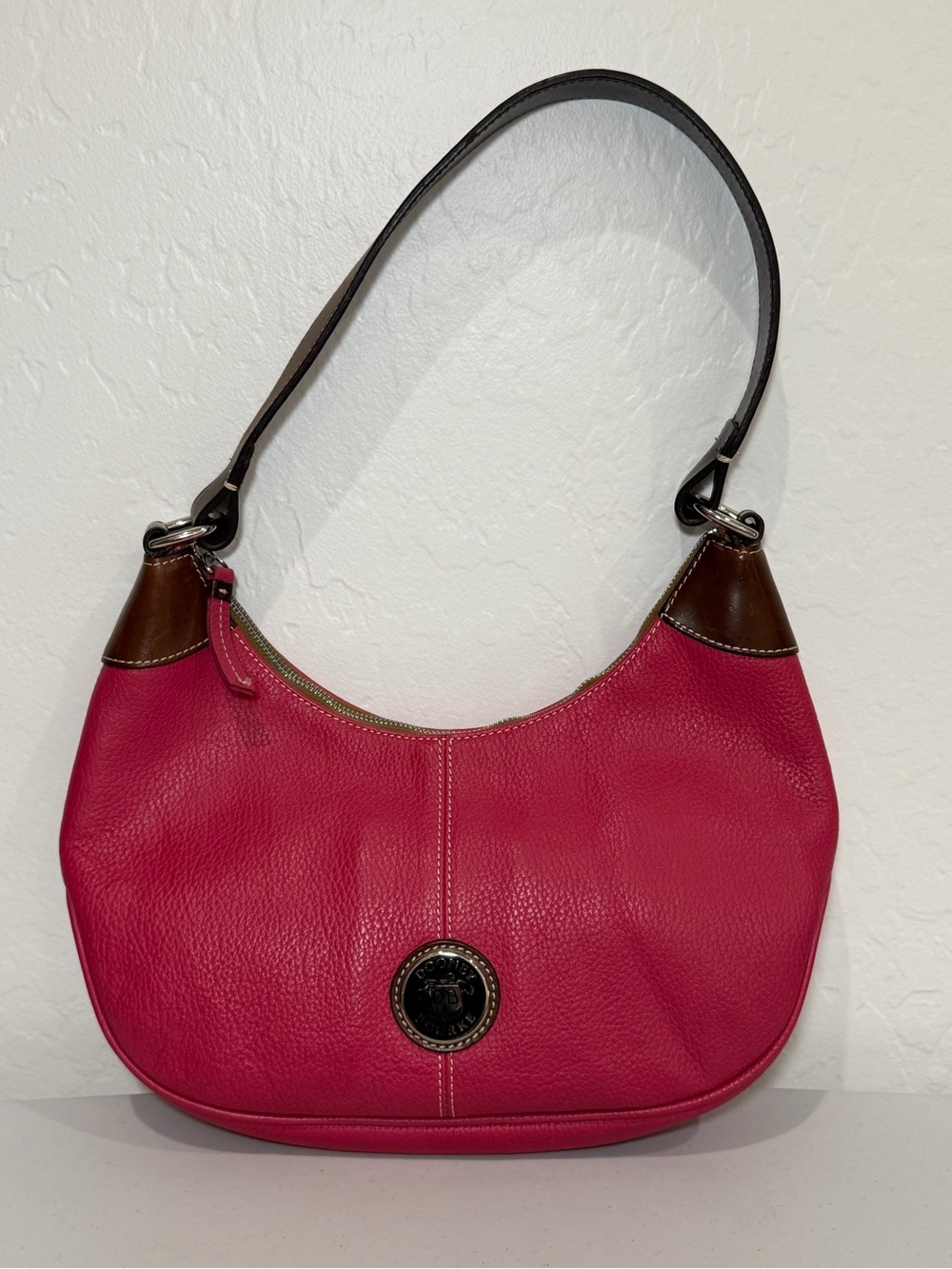 Dooney & Bourke Magenta Pebble Leather Shoulder Bag